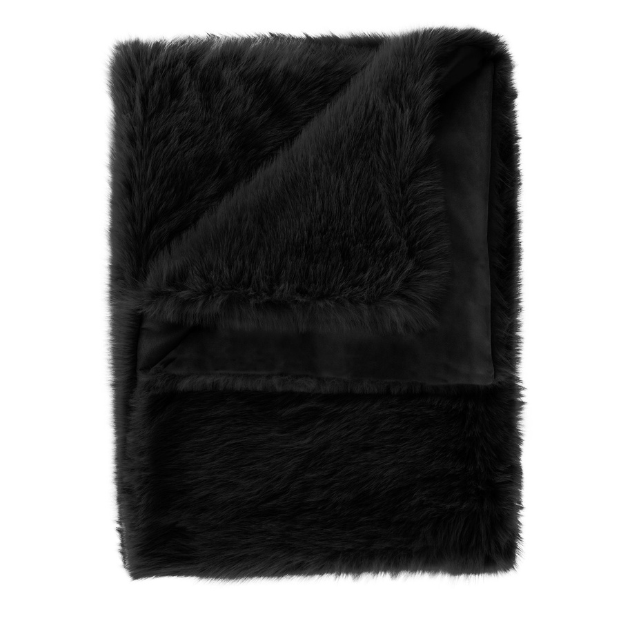 Heckett Lane Perle Felldecke Kuscheldecke in Black, B/T: 140 x 200 cm - Bild 1