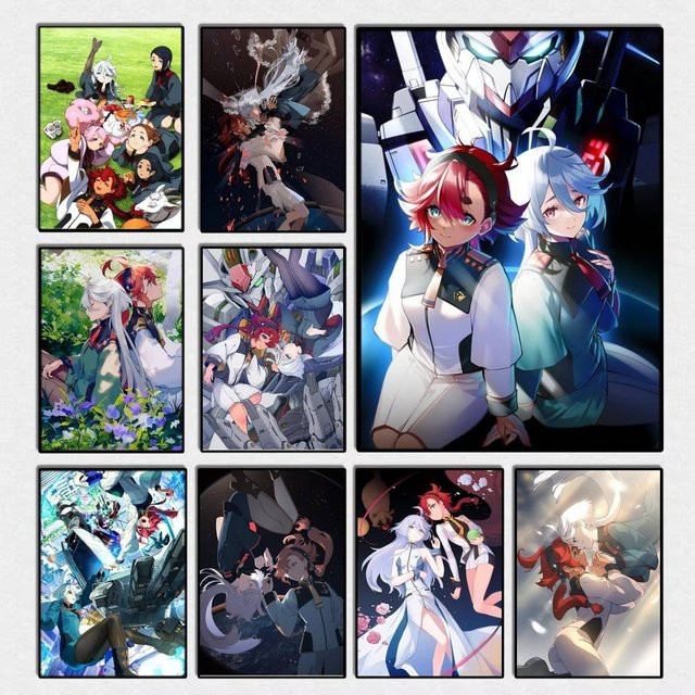 Anime Mobile Suit THE WITCH FROM MERCURY Wandaufkleber aus Papier, Mehrfarbig, Rechteckig - Bild 1