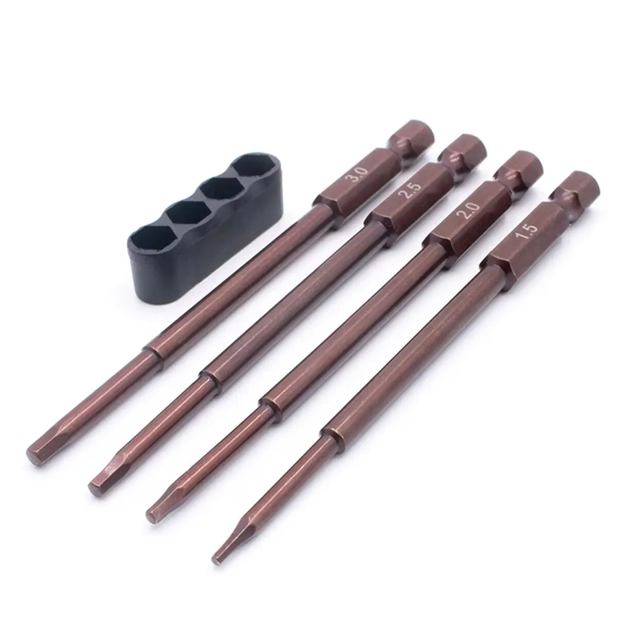 LCX Racing RC-Werkzeug 4-teiliges metrisches Sechskant-Bit-Set in Schwarz, 1/4 Zoll, für elektrische Schrauber und Bohrmaschinen (1,5 mm, 2,0 mm, 2,5 mm, 3,0 mm) - Bild 2
