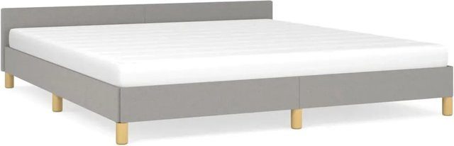 vidaXL Bettgestell mit Kopfteil in Grau aus Stoff, B/T/H: 180 x 200 x 183 cm - Bild 1