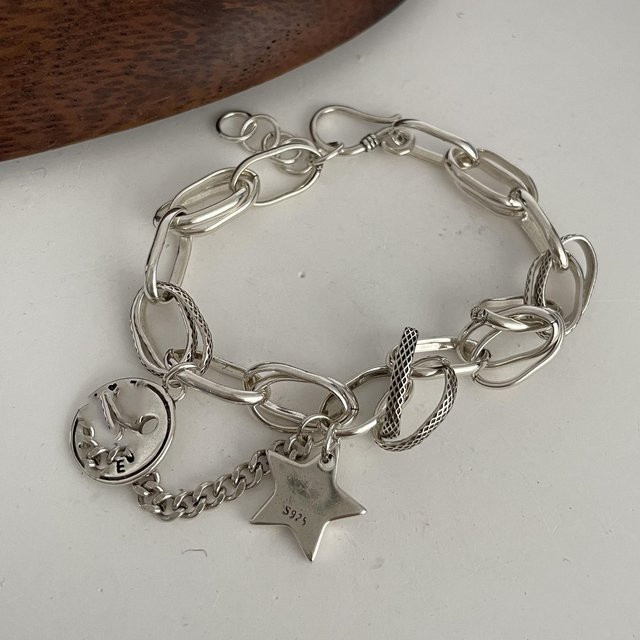 Armband 925 Silber, Herz-Kettenarmband, Damen, Vintage, gray - Bild 1
