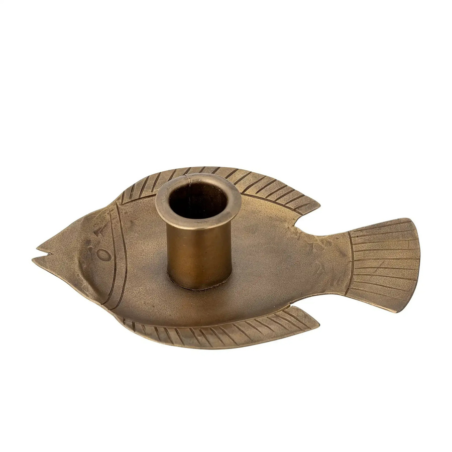 Bloomingville Kerzenhalter Fabius aus Metall in Gold mit organischer Form, Höhe: 15 cm - Bild 1