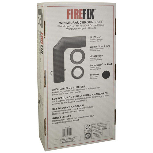 FIREFIX Winkelrauchrohr aus Stahl in Schwarz, Durchmesser: 15 cm, Länge: 45 cm - Bild 2