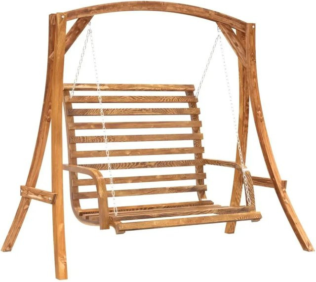 vidaXL Hollywoodschaukel aus Fichten-Massivholz mit Teak-Finish in Braun, B/T/H: 176,5 x 101,0 x 169,5 cm - Bild 1