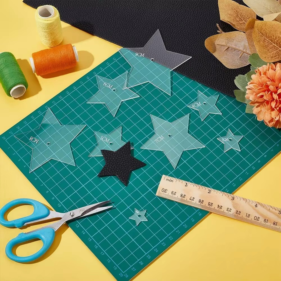8 Stück Acryl-Sashiko-Schablonen mit Stern-Motiven in 8 verschiedenen Größen, transparente Stickerei-Vorlagen für Quilt und Zeichnung - Bild 3