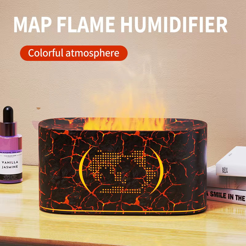 Aroma Diffusor und Luftbefeuchter mit buntem Farbverlauf und Flammen-Effekt, USB-betrieben, Weiß/Multicolor - Bild 2