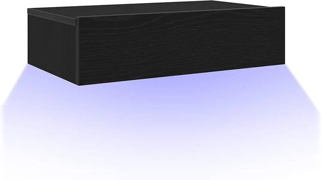 vidaXL TV-Schrank mit LED-Beleuchtung in Schwarzer Eiche, Wandmontage, B: 60 cm, T: 35 cm, H: 15,5 cm - Bild 1