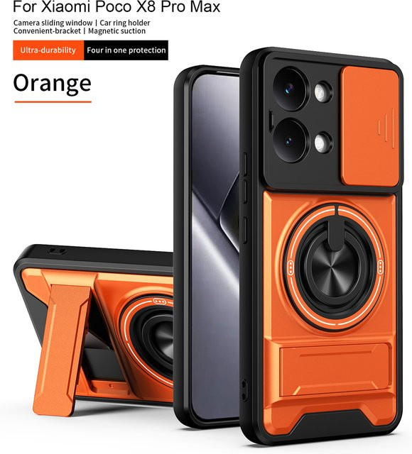 Stoßfeste magnetische Armor Handyhülle für Xiaomi Poco X8 Pro Max X7 X6 Pro F8 Ultra mit Kameraschutz und Ständer in Rot - Bild 1