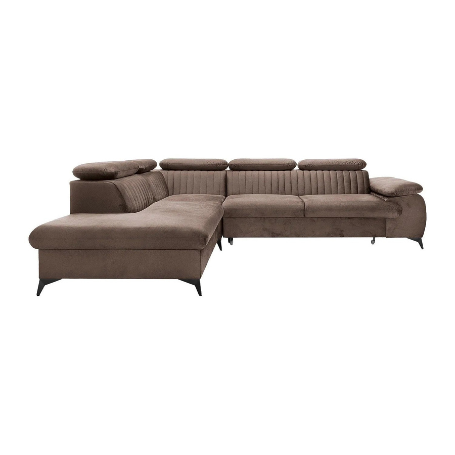 Schlafsofa Samara von Pascal Morabito in Taupe mit Samtbezug und L-Form, Breite: 275 cm - Bild 2