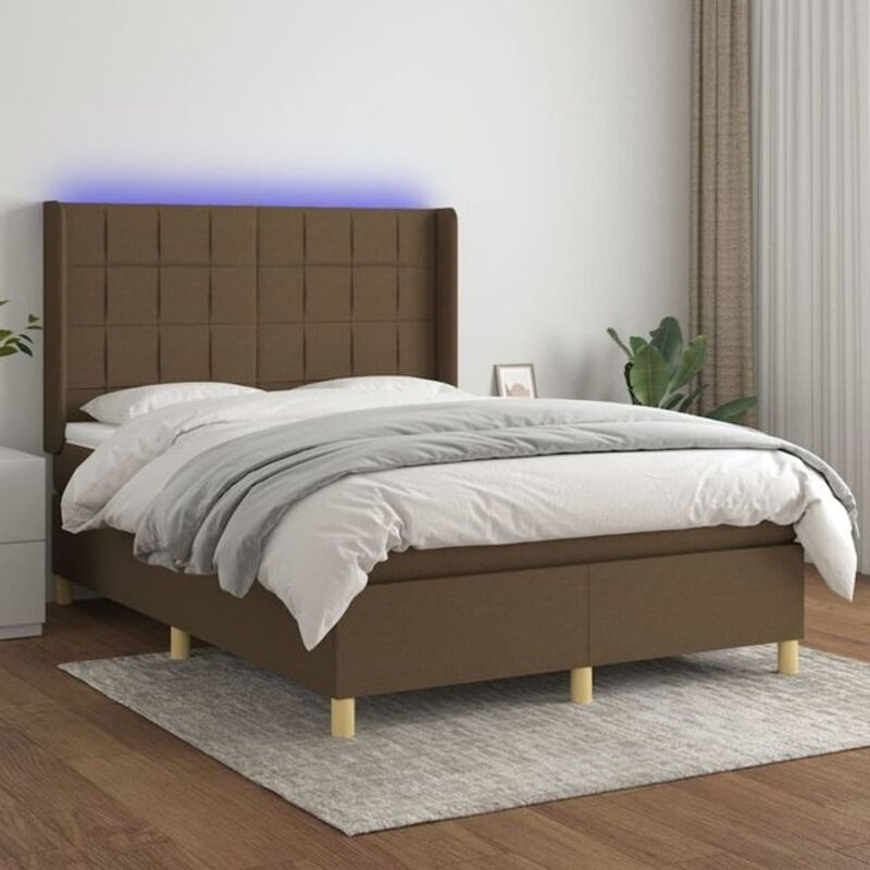 VIDAXL Boxspringbett mit Matratze in Braun aus Stoff, B/T: 140 x 190 cm - Bild 1