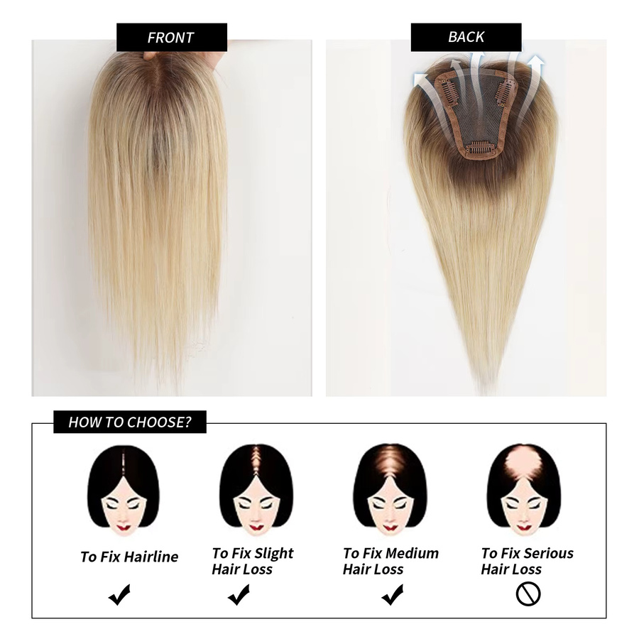 HAIRCUBE Echthaar-Topper, 100% Remy Naturhaar, Blond-Braun Ombré, Damen - Bild 5