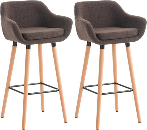 DELUKE Barhocker 2er Set mit Lehne in Braun mit Stoffbezug, H x B x T: 99 x 55 x 46 cm