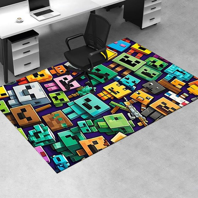 Minecraft Gaming Teppich Pixel Art Bürostuhlmatte von Yun Heng Three, Mehrfarbig, B: 120 cm, T: 100 cm - Bild 1