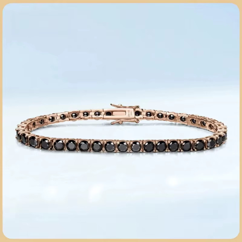 EWYA Tennisarmband, Moissanit, 925 Silber, Roségold, Unisex - Bild 1