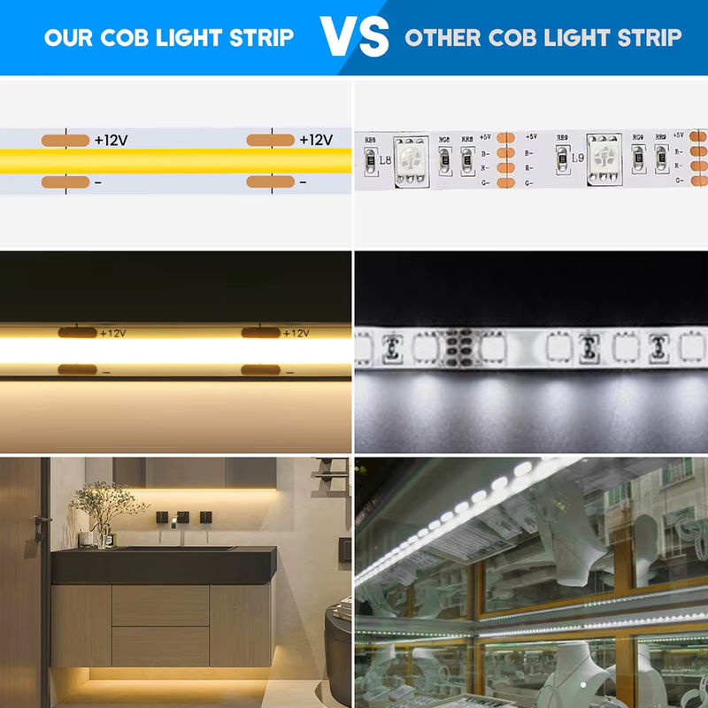 KISUFU COB-LED-Streifenlicht Warmweiß für DC 12 V 24 V, flexibles lineares LED-Band mit hoher LED-Dichte und 8 mm Leiterplatte - Bild 6