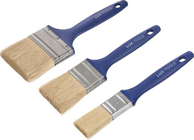 LUX-TOOLS Flachpinsel Set 3 Stück Blau für wasserbasierte Lacke - Bild 1