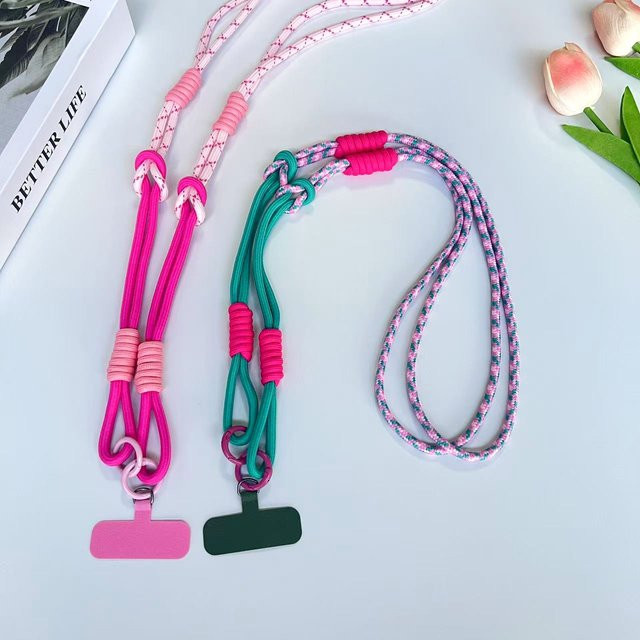 ZHANZHI Handy-Lanyard Cross-Body Anti-Verlust-Handy-Kette mit Doppelring-Knoten in Grün und Multicolour - Bild 1
