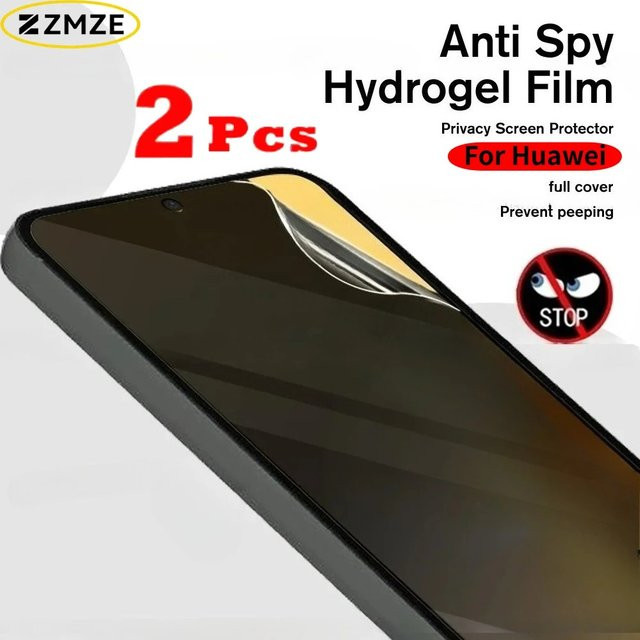 2 Stück Datenschutz-Hydrogel-Displayschutz für Huawei Pura 80 Ultra, 80 Pro Max, Mate 50 Pro und 70 Air, Anti-Kratzer und Anti-Spy Folie in Transparent - Bild 1