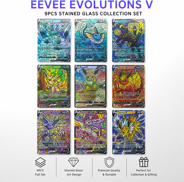 Keeppley Pokémon Art Evolution V Sammelkarten-Kollektion, 9-teiliges Set - Bild 1