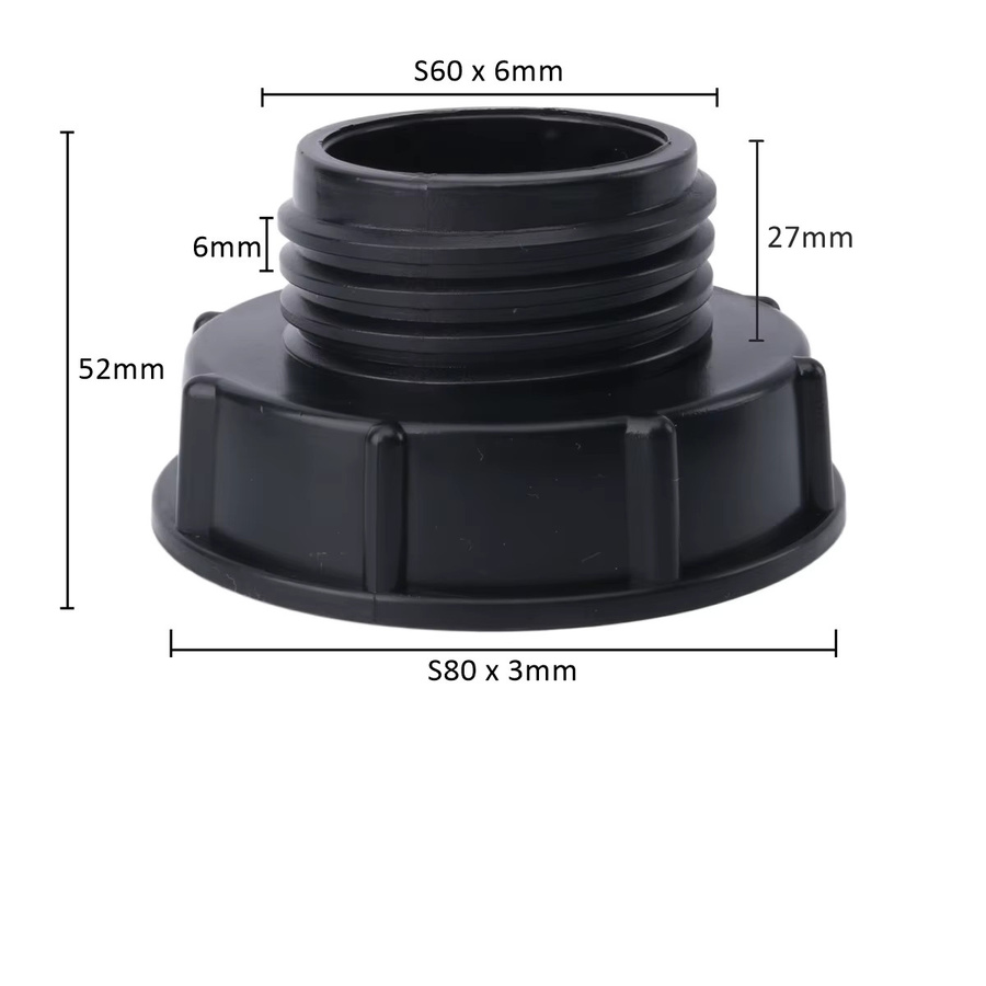 UP-CLOUD IBC-Tankadapter S60 x 1 Zoll Gewindeanschluss für 1000 Liter Tonnezylinder in Schwarz - Bild 2