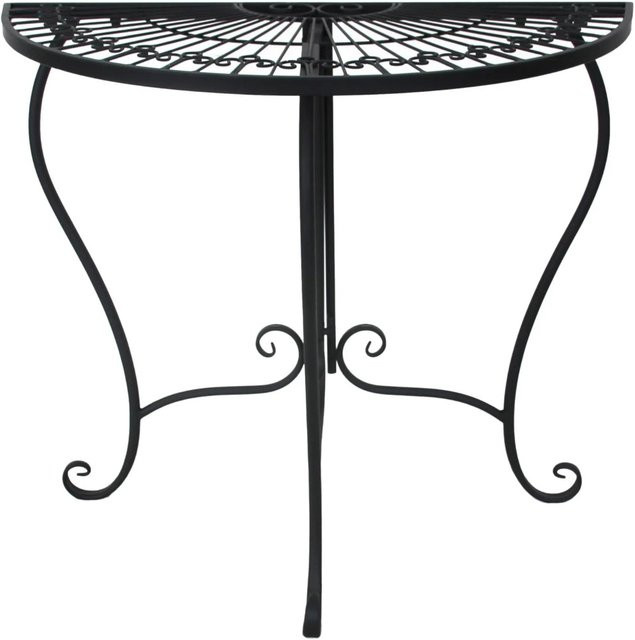 DELUKE Balkontisch PHILIP halbrunder Gartentisch aus Eisen in Schwarz, B/T/H: 80 x 40 x 71 cm - Bild 1
