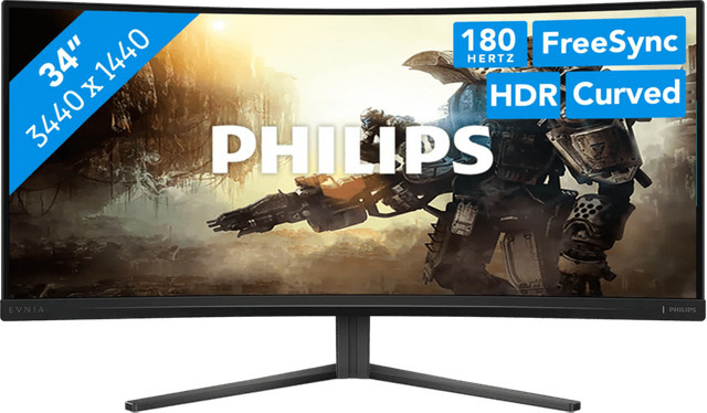 Philips Evnia 34M2C3500L Gaming-Monitor, 34 Zoll Curved VA, QHD 1440p, 180Hz, Schwarz - Bild 1