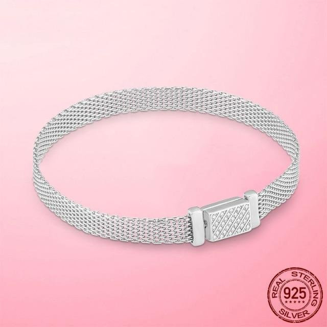 YIRAN Jewelry Mesh-Armband, 925 Silber, Goldfarbe, 20cm, Damen - Bild 1