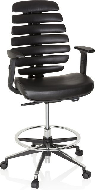 hjh OFFICE Counterstuhl ERGO LINE II WORK in Schwarz aus Kunstleder mit Armlehnen und Fußring, höhenverstellbar - Bild 1