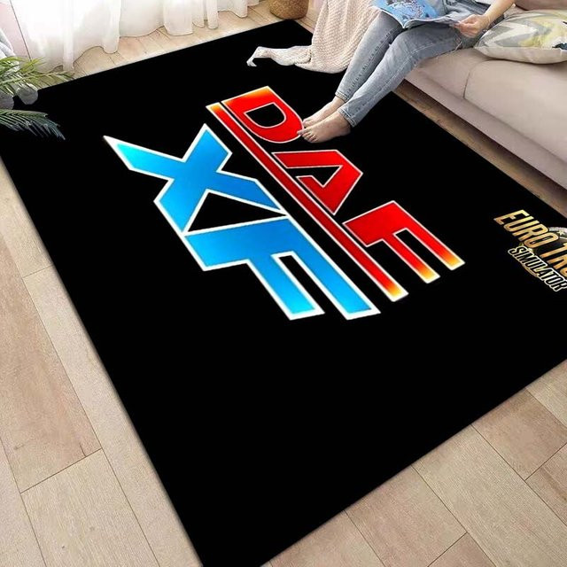 Karpetti DAF LKW Oldtimer Logo Teppich, Waschbarer Polyester Teppich für Wohnzimmer, Schlafzimmer oder Kinderzimmer, Schwarz, B: 120 cm, L: 160 cm - Bild 1