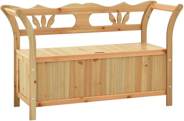 vidaXL Sitzbank mit Schuhregal aus Massivholz Tanne in Braun, B/T/H: 107 x 45 x 75,5 cm - Bild 1