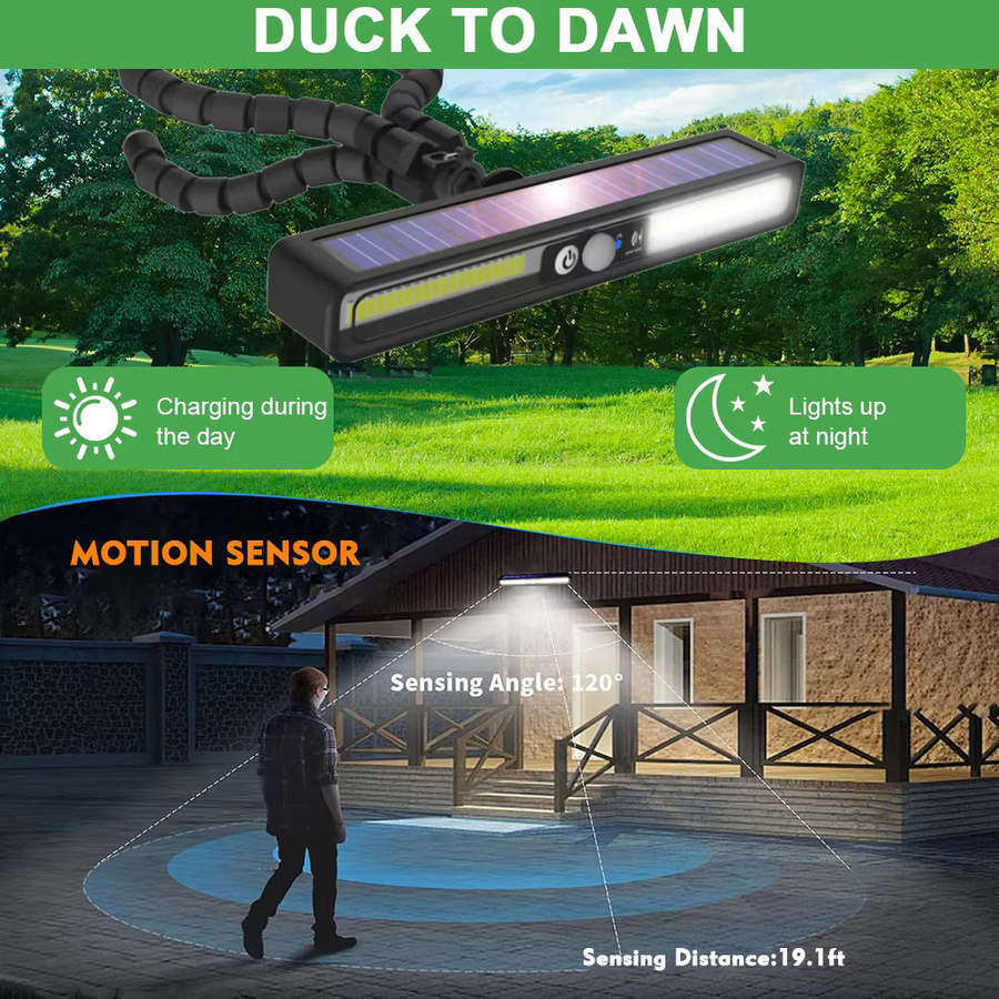 UMEXUS Solar-Bewegungsmelder-Leuchten für den Außenbereich, 36 LED Wandleuchten in Schwarz, wasserdichte Sicherheitsleuchten für Garten und Zaun, B/T/H: 4,06 x 4,06 x 2,28 cm - Bild 5