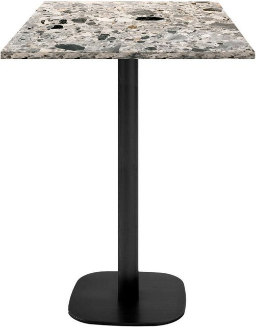RestooTab Stehtisch Round quadratisch in Grau und Schwarz mit Terrazzo-Optik, B/T/H: 60 x 60 x 113 cm - Bild 1