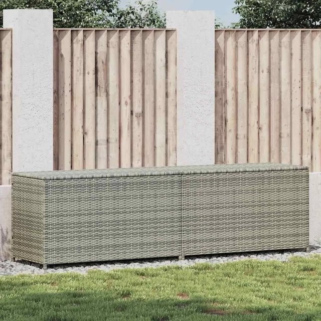 Gartenbox Furnicato aus Poly Rattan in Grau, B/T/H: 200 x 50 x 60 cm - Bild 1