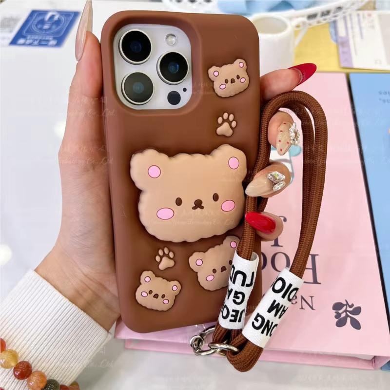 Niedliche 3D Bär Silikon-Handyhülle mit Halterung für Samsung Galaxy A50, A50S, A51, A52, A53, A54, A55, A56 Cartoon Schutzhülle - Bild 2