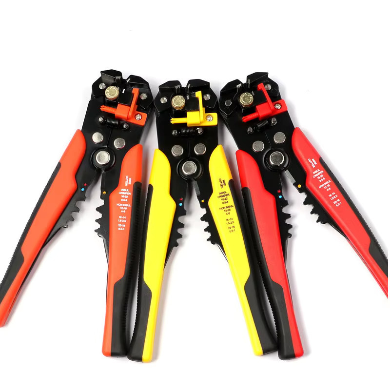 Multifunktionale automatische Abisolierzange mit Crimper und Kabelcutter in Rot - Bild 2