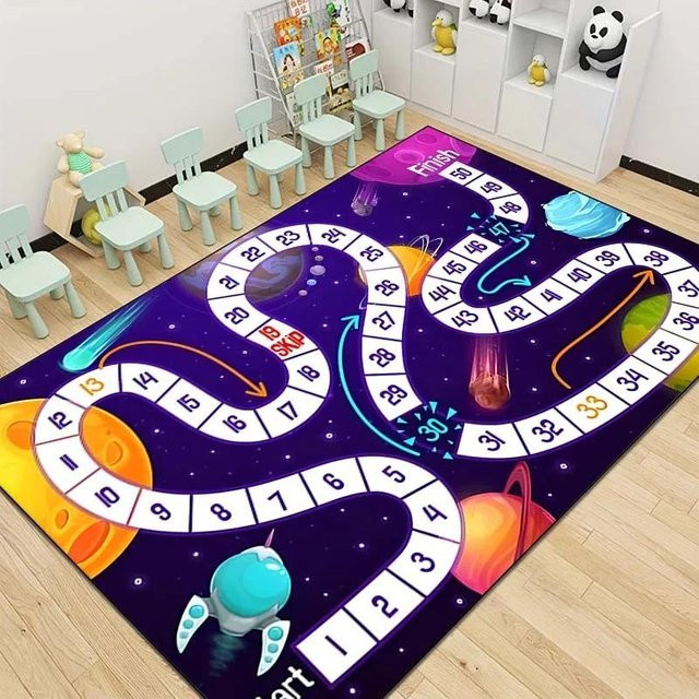Karpetti Schlangen und Leitern Teppich mit Spielmuster, rutschfest und waschbar, B/B: 40 x 60 cm, Mehrfarbig - Bild 1