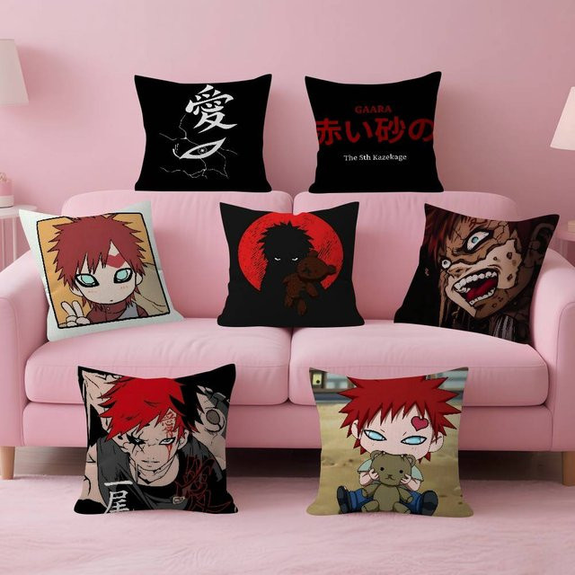 Anime Kissenbezug Naruto Gaara Logo Design in Schwarz, quadratisch, 30 x 30 cm - Bild 1