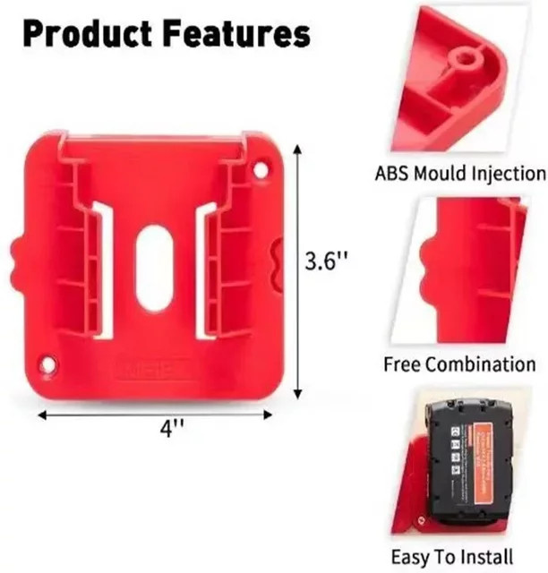 Milwaukee Batteriehalterung für 18V Akkus in Rot, passend für 48-11-1815, 48-11-1828 und 48-11-1850 - Bild 1