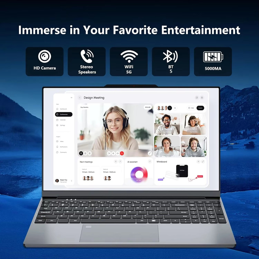 FUCHU Laptop mit Intel Core i9, 15,6 Zoll 4K HD-Bildschirm, 16GB RAM, 1TB SSD, Windows 11, Silber - Bild 3
