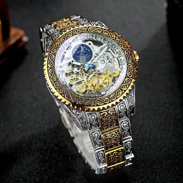 Forsining Armbanduhr Automatik, Gold, Edelstahl, Mondphase, Herren - Bild 1