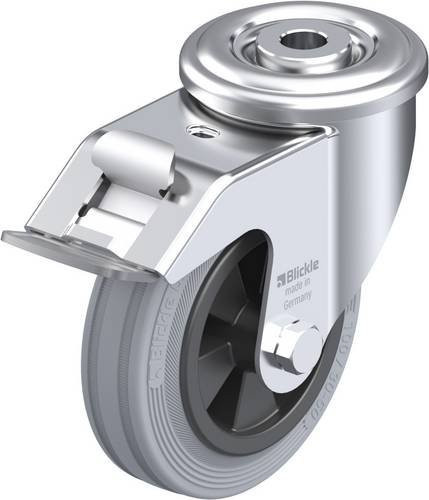 Blickle Lenkrolle LER-VPP 100G-FI-SG mit Feststeller, Rad-Durchmesser: 100 mm, Tragfähigkeit: 70 kg, Farbe: Grau/Schwarz/Silber - Bild 1
