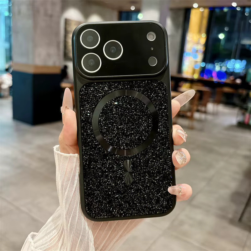 MUQGEW Diamant-Magnet-Handyhülle für iPhone 16, 15, 14, 13 Pro Max glitzernd und stoßfest mit kabellosem Laden - Bild 2