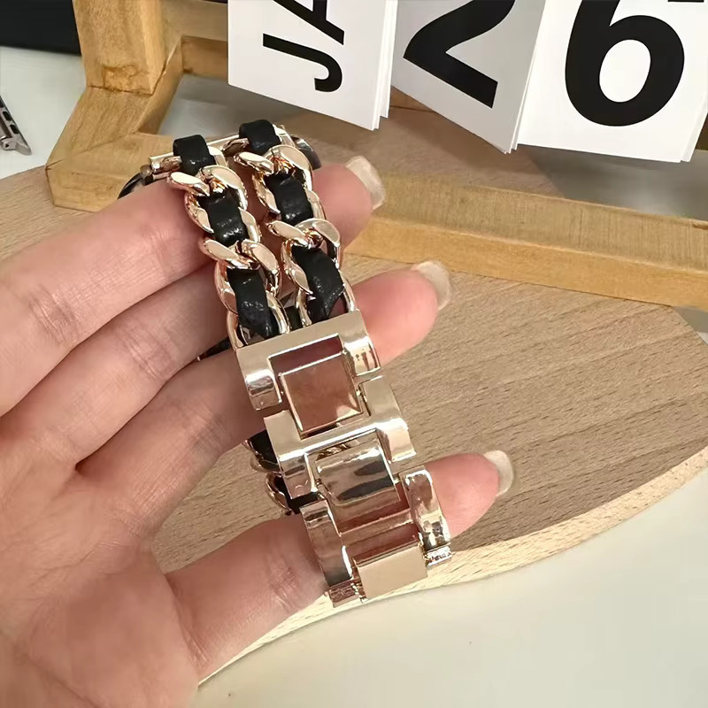 Uhrenarmband Edelstahl, Leder, Roségold, für Samsung Galaxy Fit3 - Bild 2