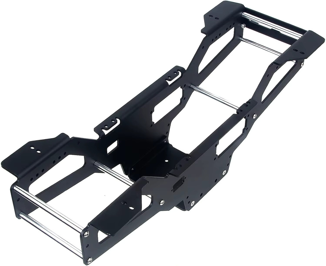 Tamiya Aluminium-Chassisrahmen für RC 1/10 Bullhead Clodbuster 4x4, Metall, Schwarz, Zubehör - Bild 3