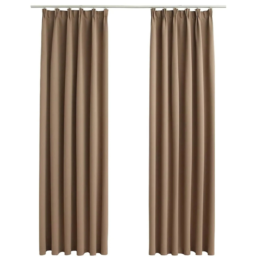 vidaXL Verdunkelungsvorhänge mit Haken, 2 Stück, Taupe, B: 140 cm, H: 225 cm - Bild 2