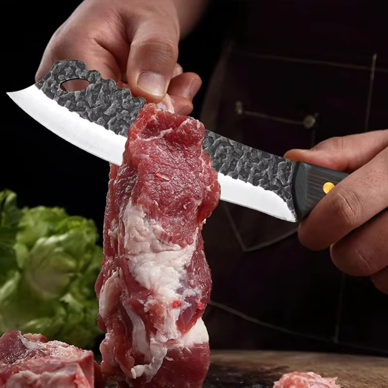 InLeung Chefmesser aus Edelstahl mit Holzgriff zum Schneiden von Fleisch, Obst und Gemüse - Bild 2