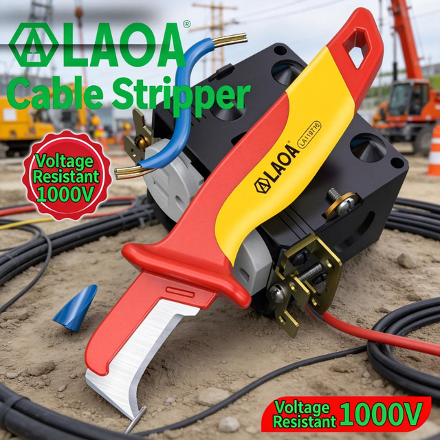 LAOA Isoliertes Elektriker-Messer Spannungsfestes Kabelschneidewerkzeug und Abisolierwerkzeug mit gerader Klinge in Rot - Bild 1