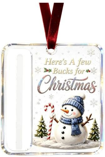 Personalisierter Acryl-Geldclip von Aunel als Weihnachtsanhänger in Mehrfarbig mit Schneemann-Motiv - Bild 1