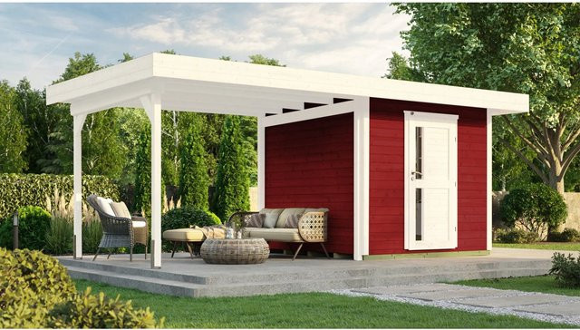 WEKA Holz-Gartenhaus Designhaus 172 mit Flachdach in Weiss, B/T: 575 x 314 cm - Bild 1