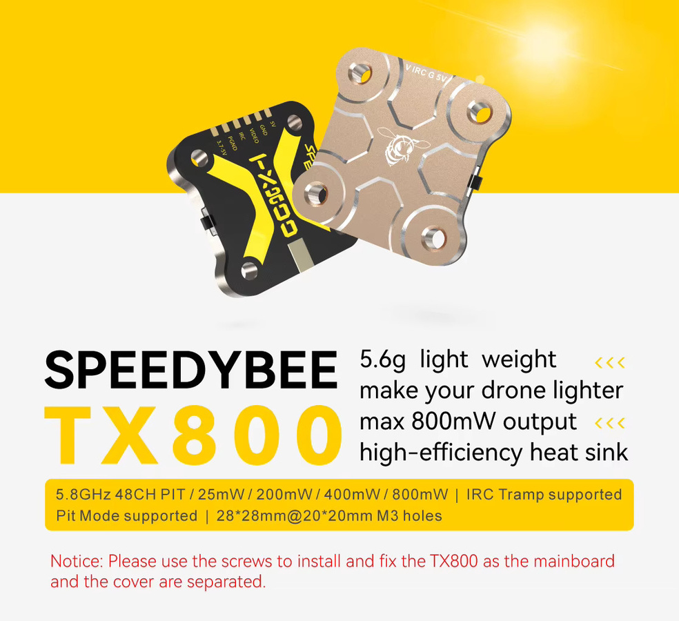SpeedyBee TX800 VTX 5,8G Long Range Video Transmitter mit 48 Kanälen und PitMode für RC FPV Drohnen - Bild 2